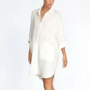 Calme Johnny Was | Women’s Double Pocket Shirt Dress Gauzy Cotton Size XS NWT